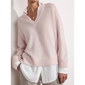 Brochu Walker Pale Pink V-Neck Sweater
